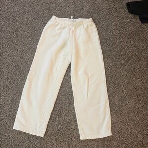 Aritzia Cream Wide-Leg Sweatpants